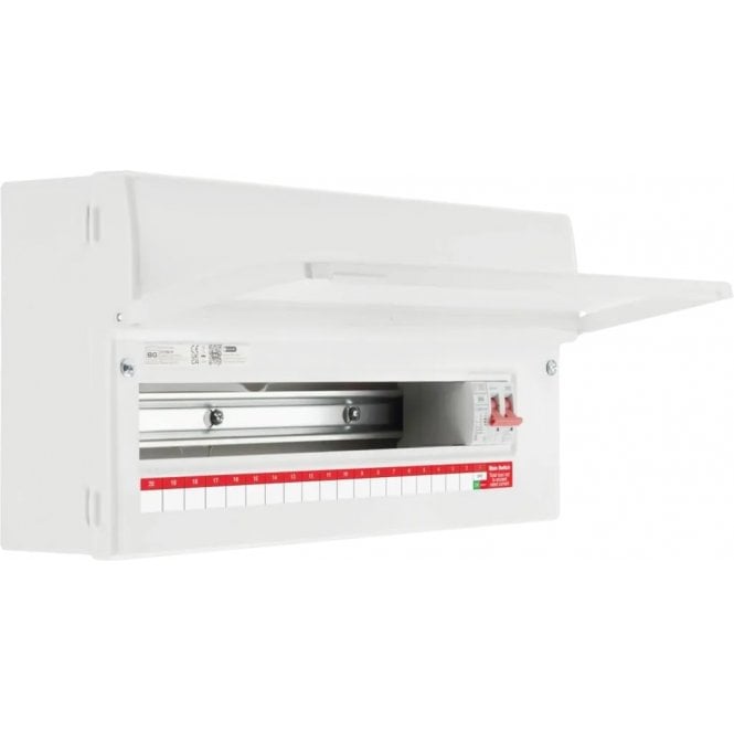 BG Electrical CF22MS19 Surface Mounted 22 Module, 19 Ways with 100A Main Switch and Type 2 SPD Consumer Unit
