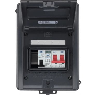 CFEV6W EV 5 Module with 100A Main Switch, 40A MCB and Type 2 SPD and 1 Spare Way in Grey