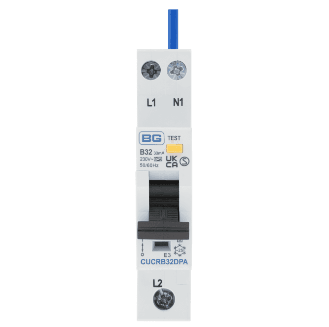 BG Electrical CUCRB32DPA Bidirectional 32A B-Curve RCBO Type A, 2 Pole, 1 Module