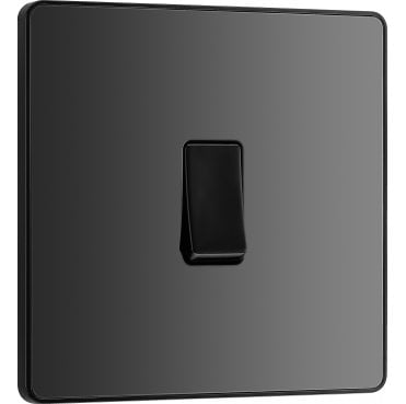 PCDBC12B Screwless 1G 2W Switch with Black Insert in Black Chrome