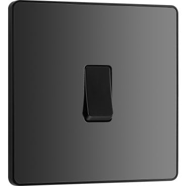 PCDBC13B Screwless 1G Intermediate Switch with Black Insert in Black Chrome