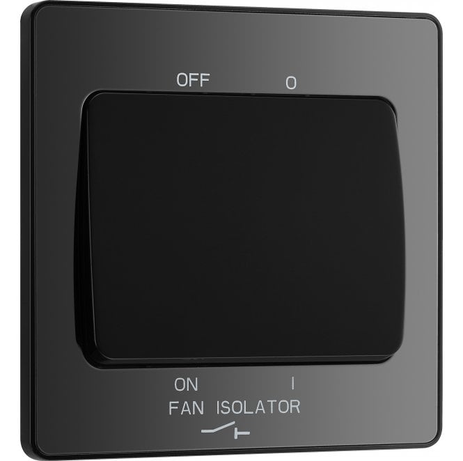 BG Electrical Switches and Sockets PCDBC15B Screwless Fan Isolator Switch with Black Insert in Black Chrome