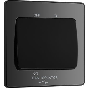 PCDBC15B Screwless Fan Isolator Switch with Black Insert in Black Chrome