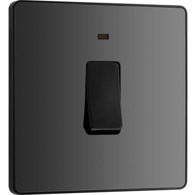 BG Electrical Switches and Sockets PCDBC31B Screwless 1G 20A DP Switch with Neon with Black Insert in Black Chrome