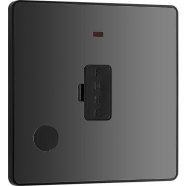 PCDBC54B Screwless 13A Unswitched Spur with Neon with Flex Outlet with Black Insert in Black Chrome