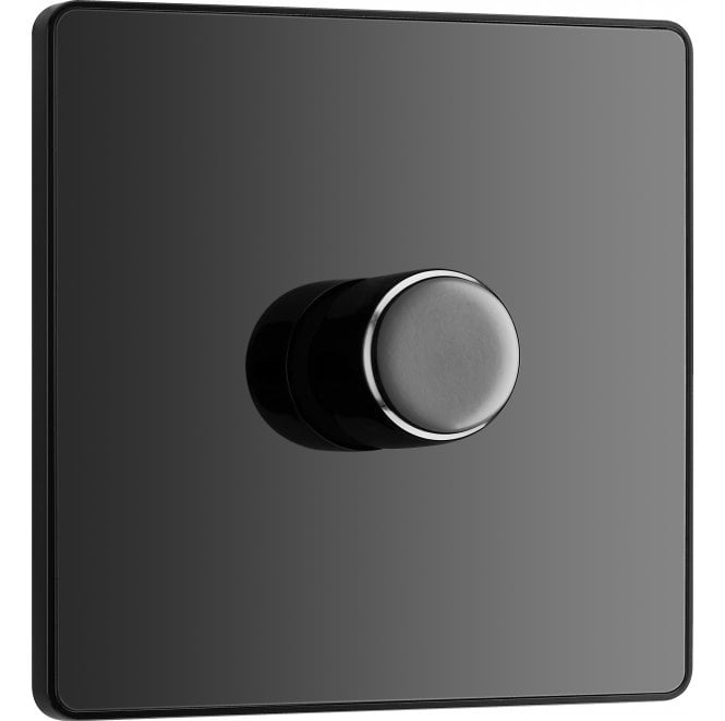 BG Electrical Switches and Sockets PCDBC81B Screwless 1G 2W Dimmer Switch with Black Insert in Black Chrome