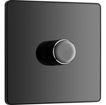 PCDBC81B Screwless 1G 2W Dimmer Switch with Black Insert in Black Chrome