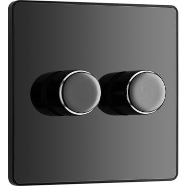 PCDBC82B Screwless 2G 2W Dimmer Switch with Black Insert in Black Chrome