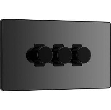 PCDBC83 Screwless 3G 2W Dimmer Switch with Black Insert in Black Chrome