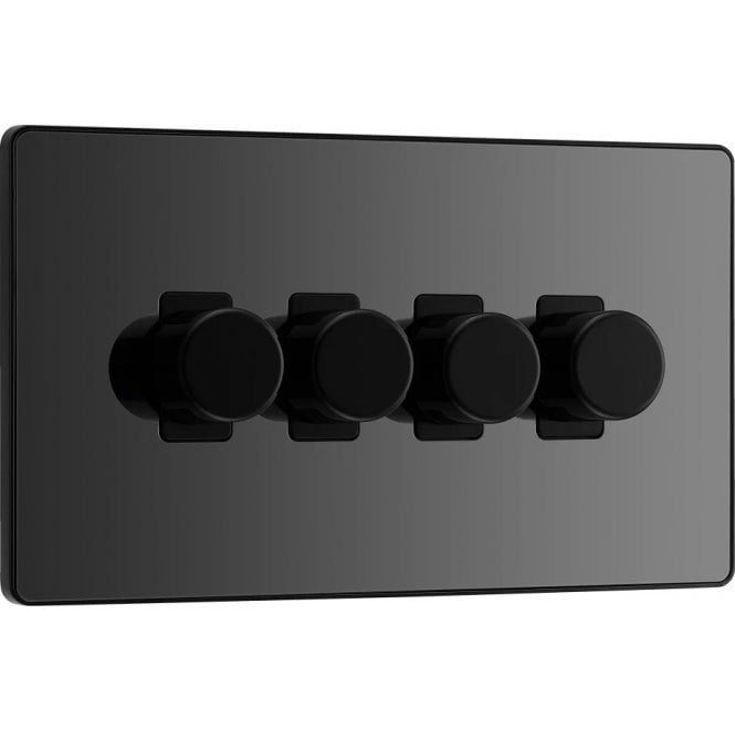 BG Electrical Switches and Sockets PCDBC84 Screwless 4G 2W Dimmer Switch with Black Insert in Black Chrome