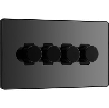 PCDBC84 Screwless 4G 2W Dimmer Switch with Black Insert in Black Chrome