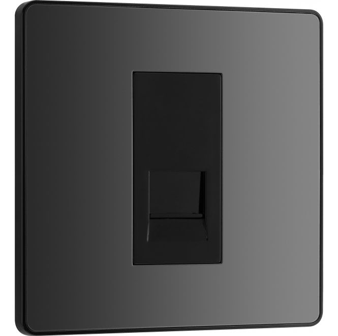 BG Electrical Switches and Sockets PCDBCBTM1B Screwless 1G Master Telephone Socket with Black Insert in Black Chrome