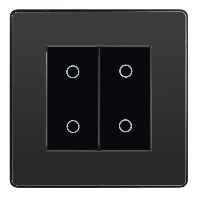BG Electrical Switches and Sockets PCDBCTDM2B Screwless 2G 2W Master Touch Dimmer Switch with Black Insert in Black Chrome