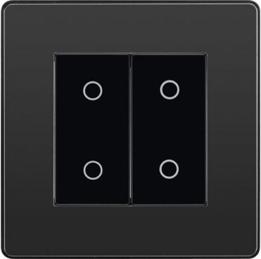 PCDBCTDM2B Screwless 2G 2W Master Touch Dimmer Switch with Black Insert in Black Chrome