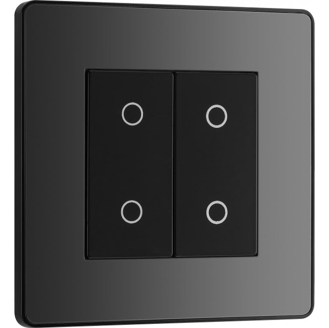 BG Electrical Switches and Sockets PCDBCTDS2B Screwless 2G 2W Secondary Touch Dimmer Switch with Black Insert in Black Chrome