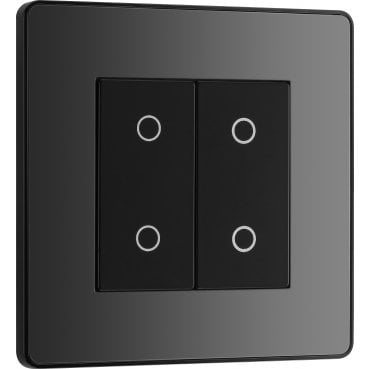 PCDBCTDS2B Screwless 2G 2W Secondary Touch Dimmer Switch with Black Insert in Black Chrome