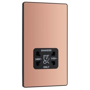 PCDCP20B Screwless Dual Voltage Shaver Socket 115/240v in Polished Copper