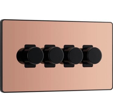 PCDCP84 Screwless 4G 2W Dimmer Switch with Black Insert in Polished Copper