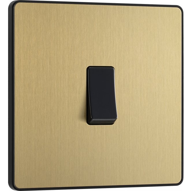 BG Electrical Switches and Sockets PCDSB12B Screwless 1G 2W Switch with Black Insert in Satin Brass