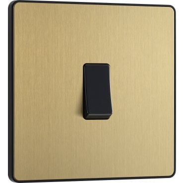 PCDSB13B Screwless 1G Intermediate Switch with Black Insert in Satin Brass