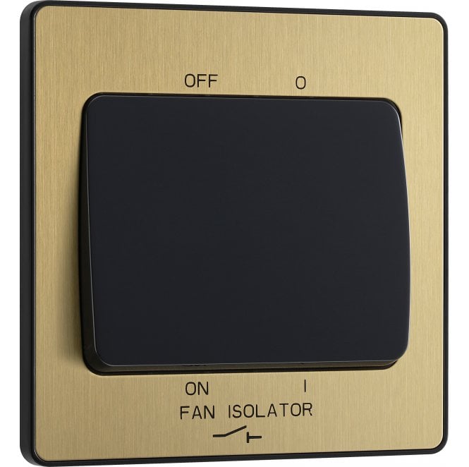BG Electrical Switches and Sockets PCDSB15B Screwless Fan Isolator Switch with Black Insert in Satin Brass