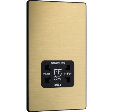 PCDSB20B Screwless Dual Voltage Shaver Socket 115/240v in Satin Brass