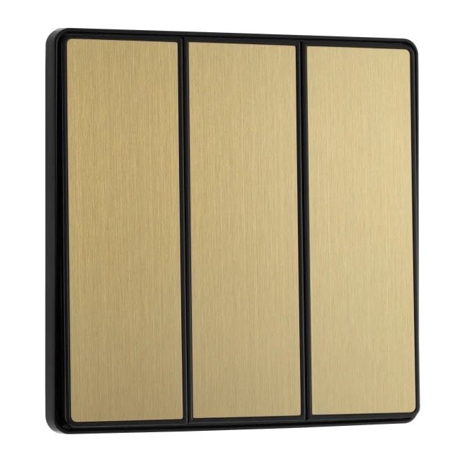 BG Electrical Switches and Sockets PCDSB43EB Screwless 3G 2W Rocker Switch in Satin Brass