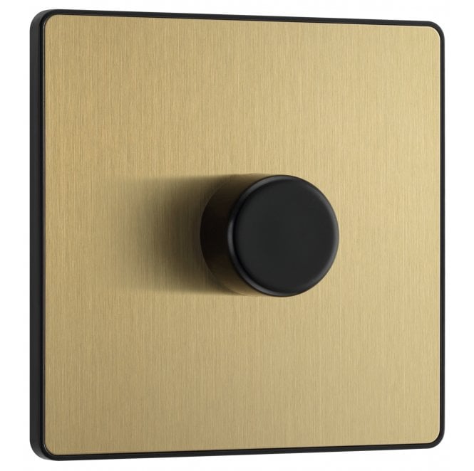 BG Electrical Switches and Sockets PCDSB81B Screwless 1G 2W Dimmer Switch with Black Insert in Satin Brass