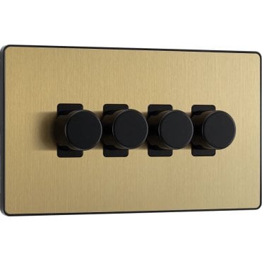PCDSB84 Screwless 4G 2W Dimmer Switch with Black Insert in Satin Brass