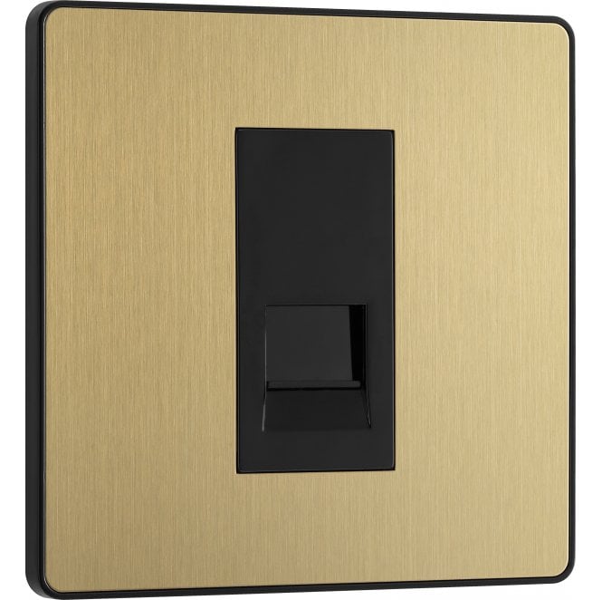 BG Electrical Switches and Sockets PCDSBBTS1B Screwless 1G Secondary Telephone Socket with Black Insert in Satin Brass