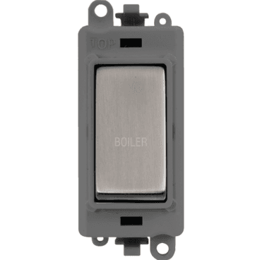 20A DP Switch Module marked "BOILER" with Grey Insert in Stainless Steel