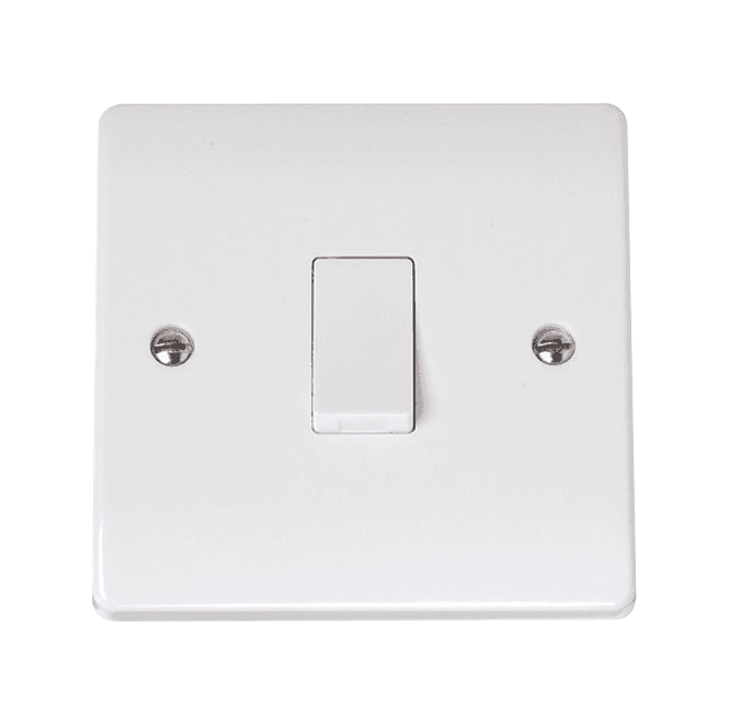 Click Switches and Sockets CCA022 Curva 20A 1G DP Switch in a White Finish
