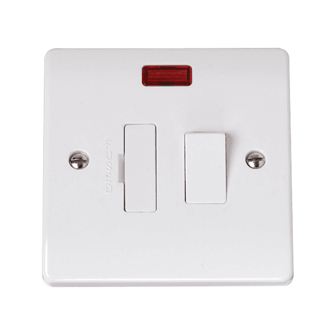 Click Switches and Sockets CCA052 Curva 13A Switched Fused Spur with Neon in a White Finish