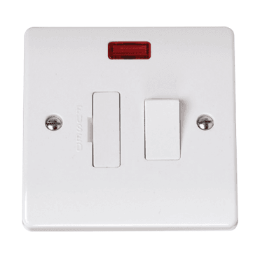 CCA052 Curva 13A Switched Fused Spur with Neon in a White Finish