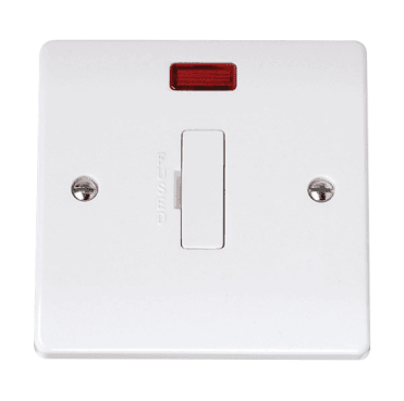 CCA053 Curva 13A Fused Spur with Neon in a White Finish