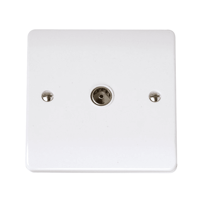 Click Switches and Sockets CCA065 Curva Single Coaxial Outlet in a White Finish