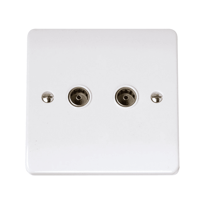 Click Switches and Sockets CCA066 Curva Twin Coaxial Outlet in a White Finish