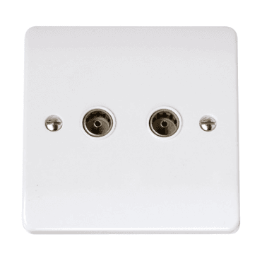 CCA066 Curva Twin Coaxial Outlet in a White Finish