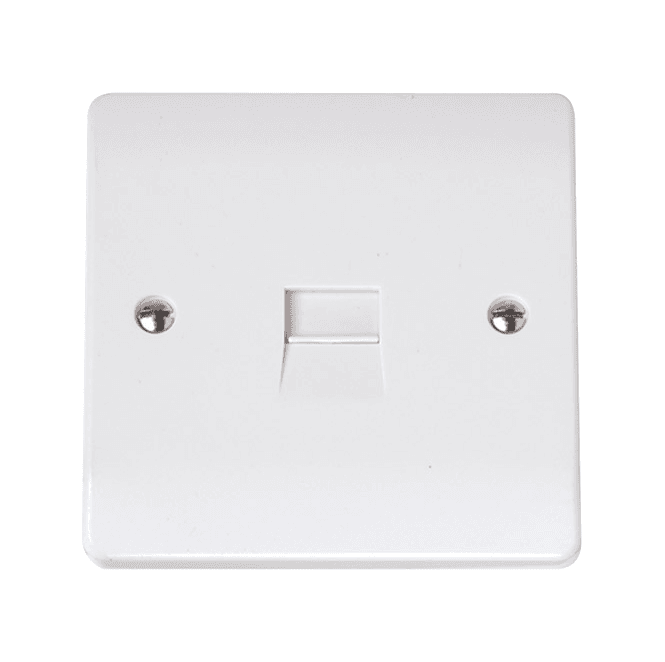 Click Switches and Sockets CCA119 Curva Single Telephone Master Outlet in a White Finish