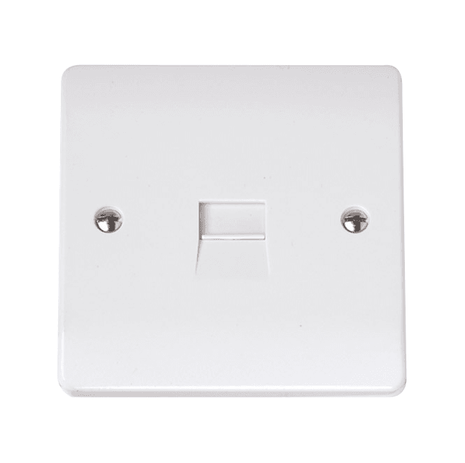 Click Switches and Sockets CCA124 Curva Single Telephone Secondary Outlet in a White Finish
