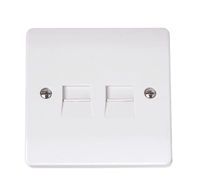 Click Switches and Sockets CCA127 Curva Twin Telephone Secondary Outlet in a White Finish