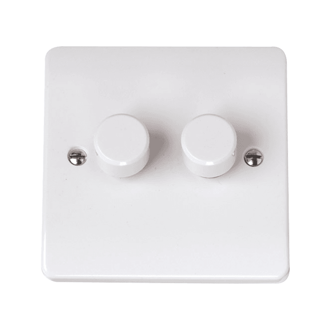 Click Switches and Sockets CCA142 Curva 2G 2W Dimmer Switch in a White Finish