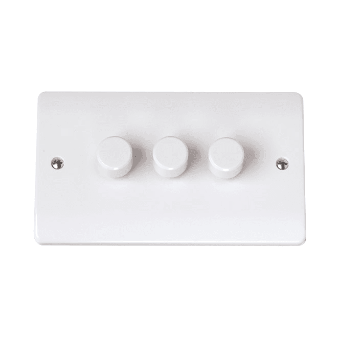Click Switches and Sockets CCA143 Curva 3G 2W Dimmer Switch in a White Finish