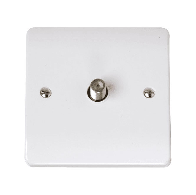 Click Switches and Sockets CCA156 Curva Non Isolated Single Satellite Outlet in a White Finish