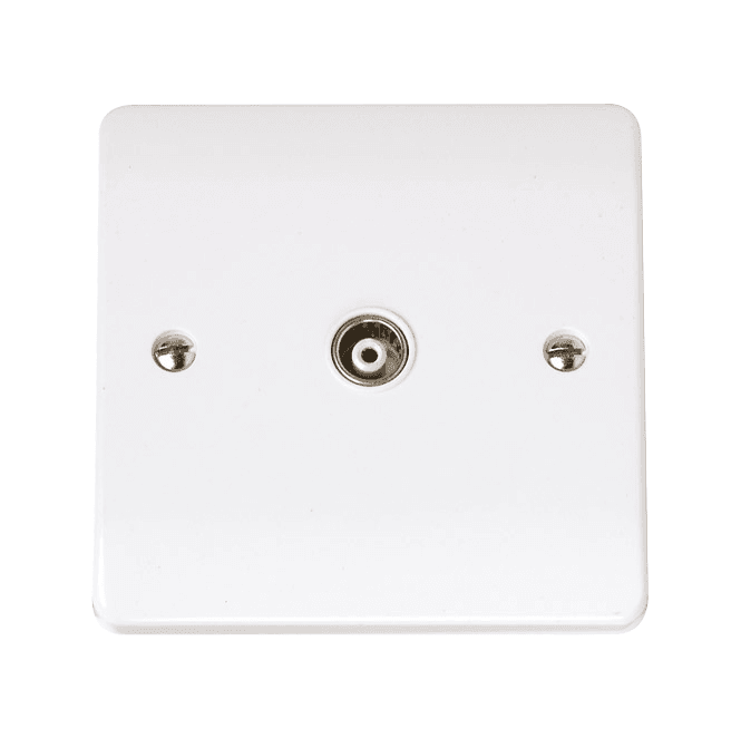 Click Switches and Sockets CCA158 Curva Single Isolated Coaxial Outlet in a White Finish