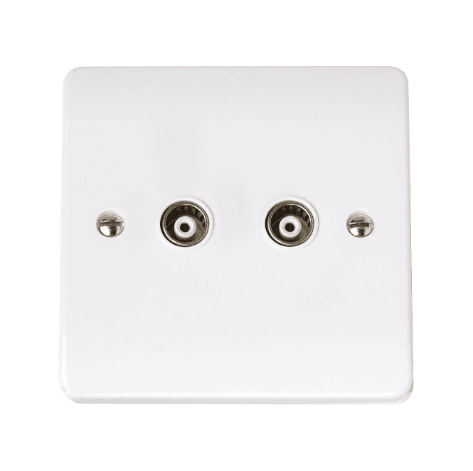Click Switches and Sockets CCA159 Curva Twin Isolated Coaxial Outlet in a White Finish