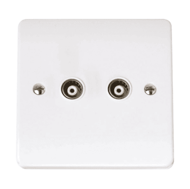 CCA159 Curva Twin Isolated Coaxial Outlet in a White Finish