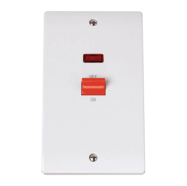 CCA203 Curva 45A 2G DP Switch in a White Finish