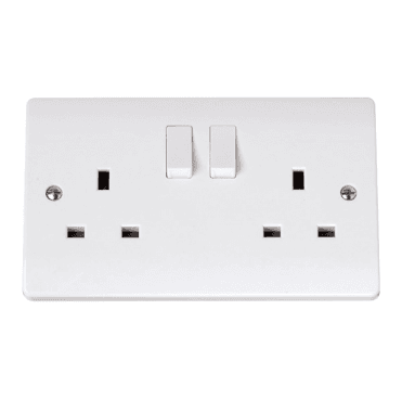 CCA606 Curva Double Switched Socket in a White Finish