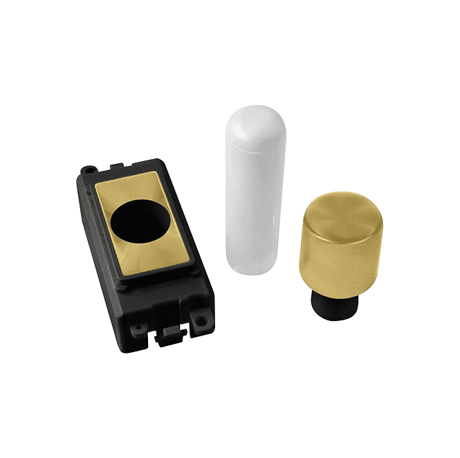 Click Switches and Sockets GM050BKSB 1 Module Dimmer Mounting Kit with Black Insert in Satin Brass